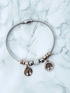 Women's Bracelet on Stainless Steel Wire with Rose Gold Charms Pendants