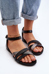 Zazoo 40185 Comfortable Leather Slip-on Sandals Black