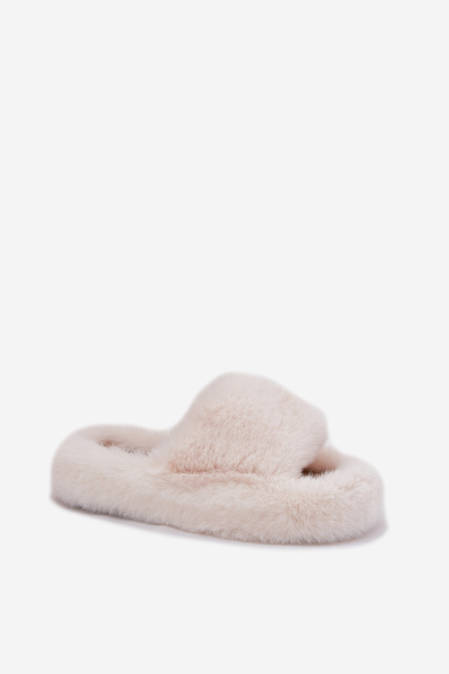 Women Fur Slippers Light Beige Biella