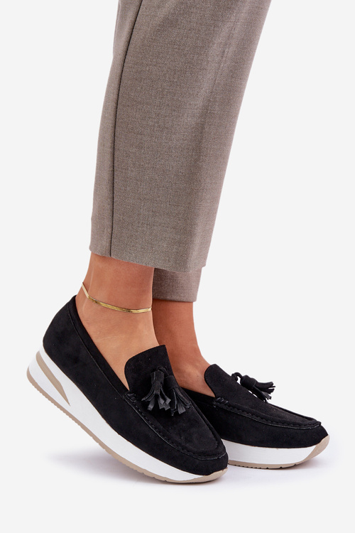 Moccasins On A Delicate Wedge Eco Suede Black Challavia