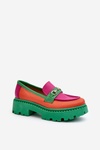 Zazoo 3476 Women's Green Leather Moccasins