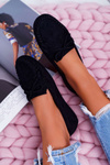 Women's Suede Moccasins Black Espanto