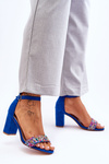 Fashionable Sandals With Stones High Heels Blue Love Me