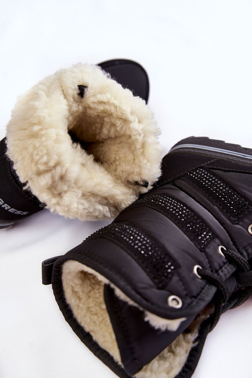 Śniegowce Damskie Sznurowane Czarne Progress PROGJ-22-134