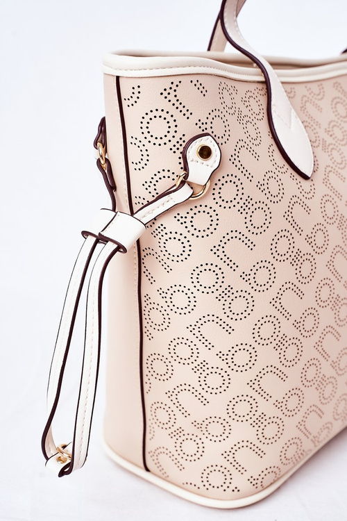 Openwork Shopper Shoulder Bag NOBO K3160 Beige