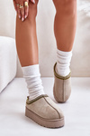 Women's Platform Winter Boots Insulated With Fur Green Straps