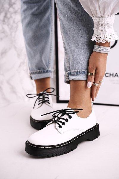 Women's Classic Oxfords Brogues On Platform S.Barski HX62 White