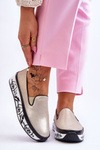 Women's Slip-On Leather Sneakers Gold Ottavia