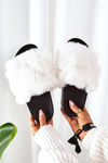 Rubber Slippers With Fur White Soft