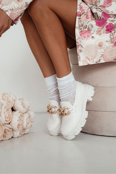 Ladies Cotton Socks With Lace White