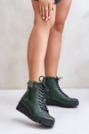 Light Insulated Women's Ankle Boots On Platform And Wedge Dark Green Savindria