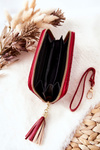 Quilted Wallet with Tassel Red