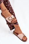 Women's sandals with buckle on cork platform pink Zavira