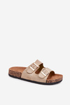 Women's Slip-On Sandals On Cork Sole Gold Cortina