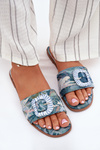 Flat Women's Slippers With Decorative Buckle Blue Clariola