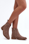 Women's Suede Boots with Zip Dark Beige Nicole 2829