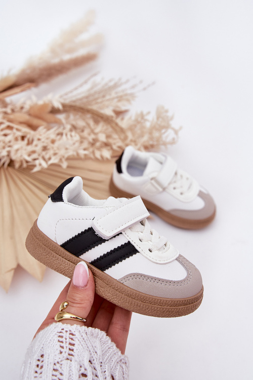 Dziecięce Sneakersy Buty Sportowe Eko Skórzane Rzep Białe Adelina
