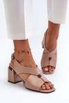 Elegant Women's High Heel Sandals Eco Leather Beige Asellesa