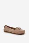 Women's Flat Classic Suede Loafers S.Barski LR51-548 Beige