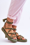 Tied Sandals On A Massive Platform Green Can't Wait