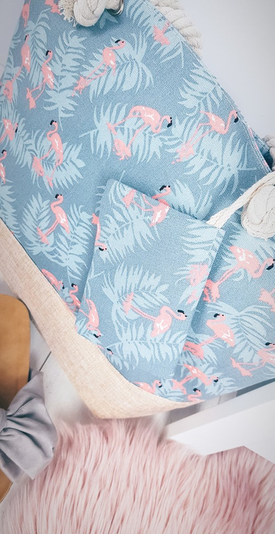 Beach Large Blue Handbag Bag Bag Women's Flamingos