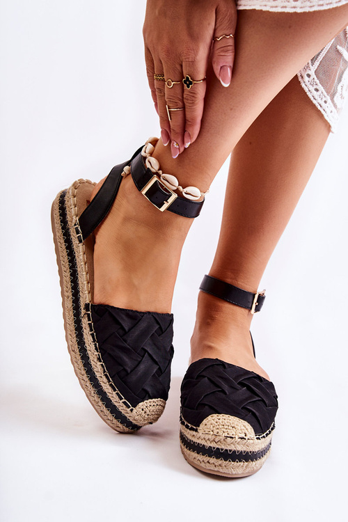 Espadryle Sandały Damskie Platforma Czarne Susane
