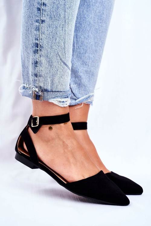 Women's Flat Ballerinas With A Belt Black Allison