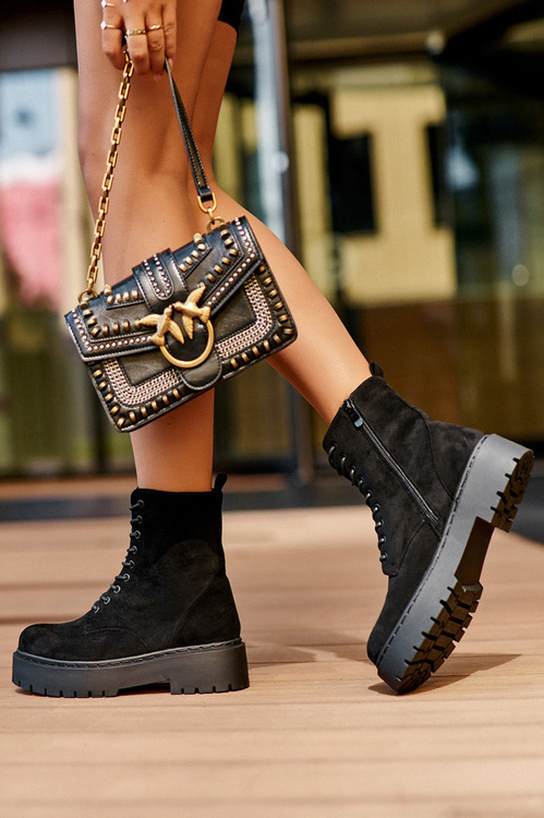 Women's Suede Ankle Boots Black Dearia