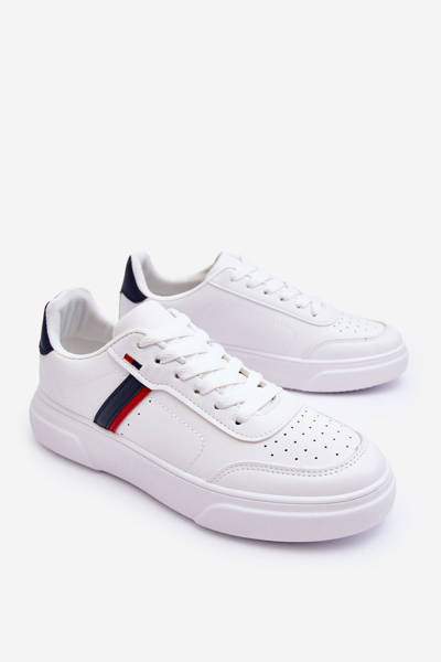 Men's Classic Sport Shoes White and Navy Enrique