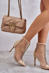 Fashionable Women's Stiletto Boots With Mesh Beige Rummi