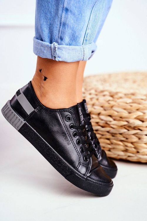 Women's Leather Tennis Shoes BIG STAR FF274177 Black Grey