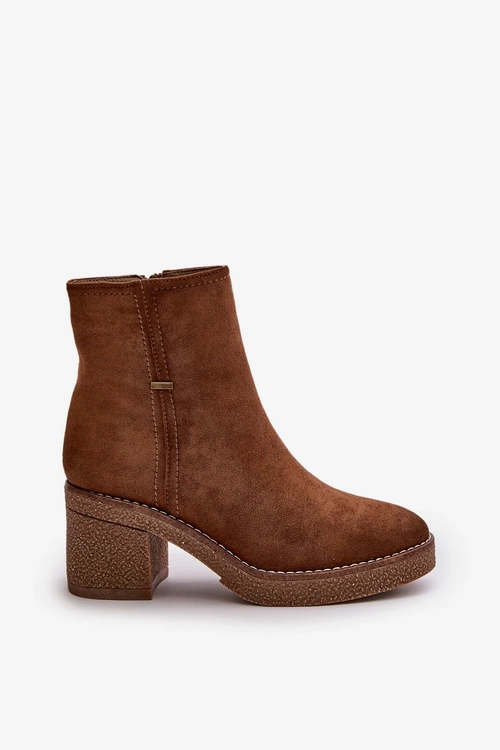 Ocieplane Damskie Botki Eko Zamszowe Khaki Arkesia