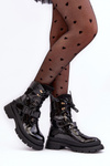 Women's Lacquered Platform Boots Nahili Black