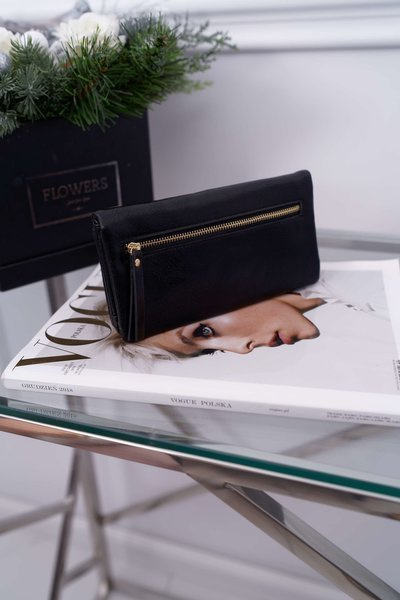 Women's Wallet Large Black with Latch