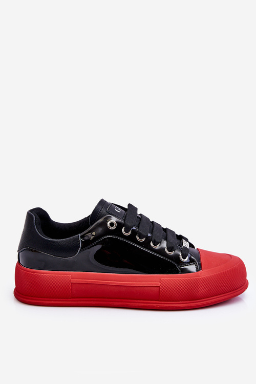 Women's Lacquered Platform Sneakers GOE LL2N4021 Black-Red