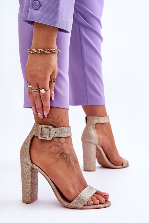 Women's Stiletto Sandals dark Gold Glitter Joalice