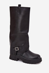 Insulated boots with folded shaft and buckle black Fiorae
