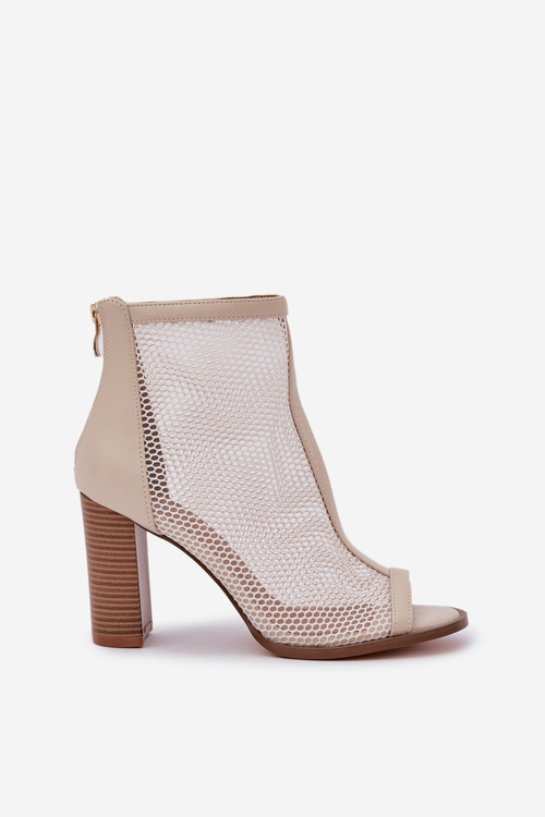 Heeled Sandals With Shaft Beige Taniffia