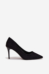 Women's heels made of eco suede Black Elvessa