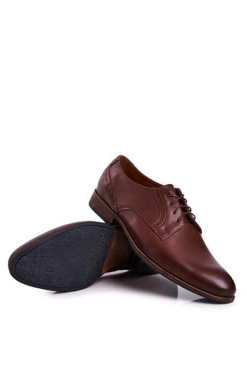 Męskie Skórzane Mokasyny Z Jasną Podeszwą BEDNAREK Ciemny Brąz