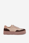 Leather Women's Sneakers On Platform Zazoo N1269S2 Beige