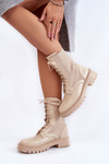 Leather Socks Lace-up Boots Light beige Riston