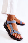 Classic Women's Sandals With Velcro Light Blue Kalla