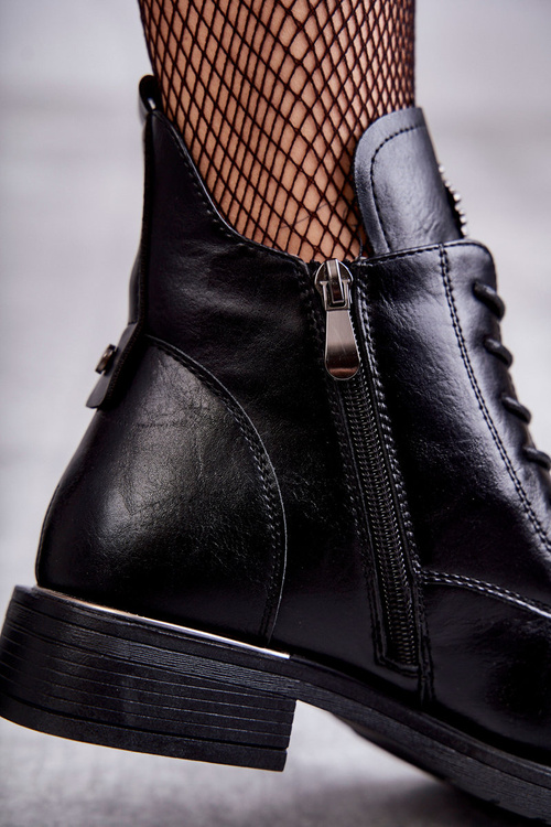 Lace-up boots on a flat heel Black Grete