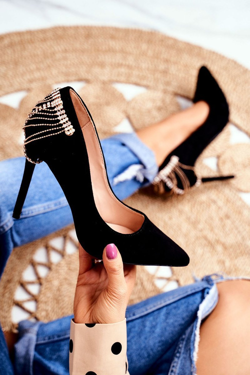 Women's Black Suede Party Stilettos Pacardo