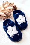 Children's Padded Slippers Stars Navy Nelli