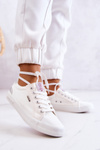 Tenisówki Damskie Wiązane Białe Cross Jeans JJ2R4038C 