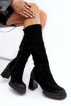 Women's Suede Over-the-Knee Boots with Stiletto Heel Lemar Black Ceraxa