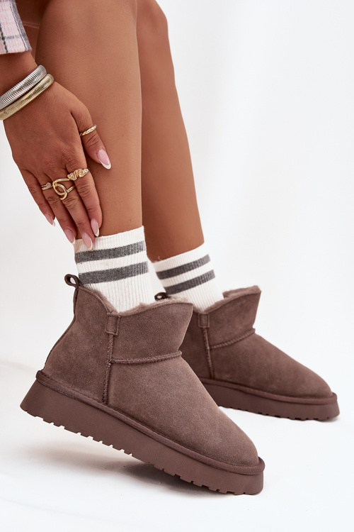 Snow boots made of natural suede lined with fur Vinceza 97961 brown