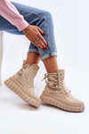 High Top Women's Sneakers on Chunky Platform Beige Wonise
